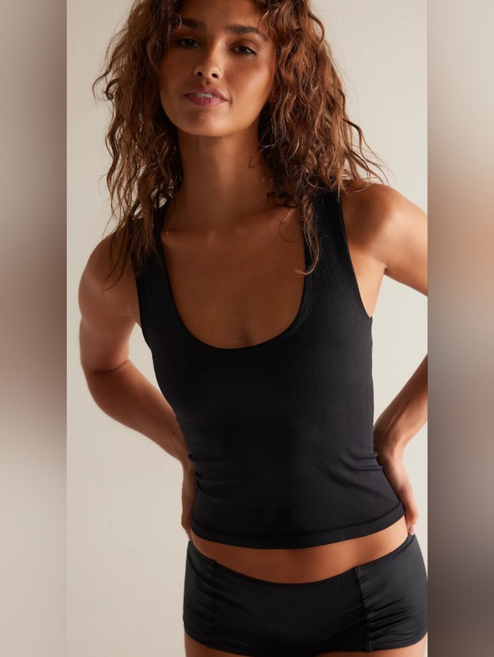 INTIMATELY FP Clean Lines Muscle Cami Tank Top Black Size XL